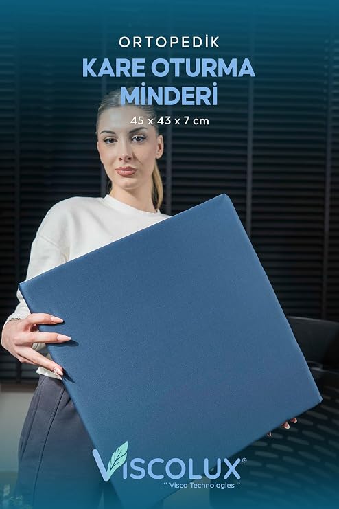 Kare Ortopedik Minder - Kare Oturma Minderi Tekerlekli Sandalye Ofis Araba Minderi Mavi
