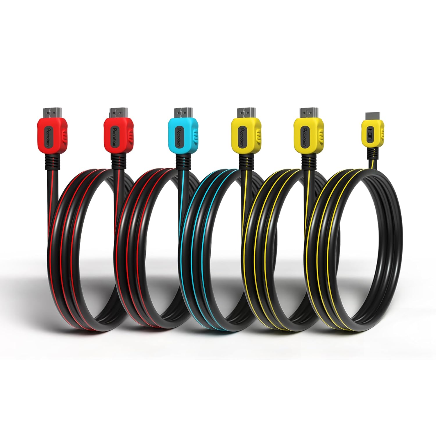 Pacroban HDMI Cable 6 ft 5-Pack, Ultra High Speed 8K, eARC, 4K 120Hz, HDCP, CL3 Fire-Resistant, for Monitor, PC, Laptop, Projector, Soundbar, Gaming