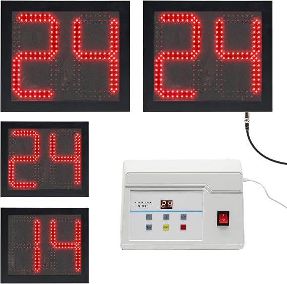 Basketball Timer, 2 Pack 14/24 Second Shot Clock Basketball Court-Custom Time, Portable Stopwatch Digital Timer for Basketball Goal, 24S Console Control Shot Clock with Buzzer