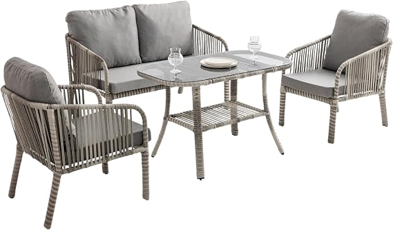 Rehome Capri Swing Artemis İkili Rattan Balkon Bahçe Takımı | Gri