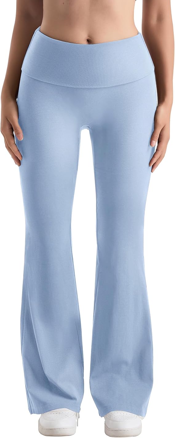 MOOSLOVER Women Flare Leggings Fold Over Bootcut Yoga Pants Casual Y2K Lounge Pants Comfy Cotton Leggings