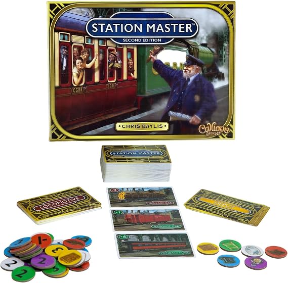 Calliope Station Master, Railroad Strategy Card Game, 2-6 Players | 30-50 Minutes, Place Railcars & Passengers, Action Cards, Second Edition, For Ages 8+