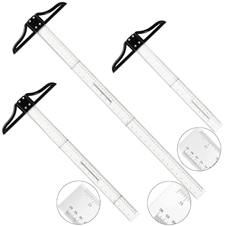 LEIFIDE 3 Pcs Acrylic T Square Ruler Multi Sized T Square,18,24,36''