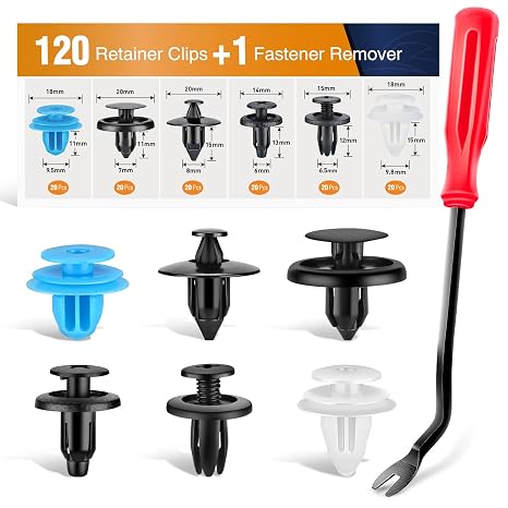 GOOACC 120PCS Car Bumper Retainer Clips & Nylon Fasteners Rivet Kit
