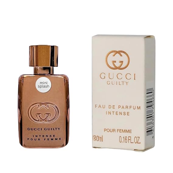 Gucci Guilty Perfume For Women Eau De Parfum Intense Mini Perfume Splash 0.16 Fl Oz | 0.16 fl oz EDP mini splash dabber bottle. Travel size designer fragrance for purse, gifting, sampling, or collection.