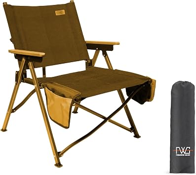 Portable Folding Camping Chair with Wood Armrests Perfect for Camping Picnic Beach and Fishing