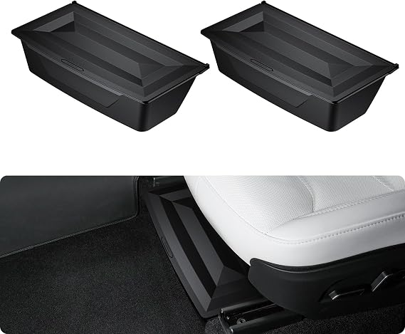 BASENOR Under Seat Storage Box 2PCS for 2026 2025 Tesla Model Y Juniper