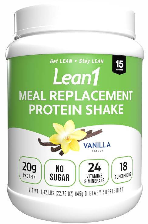 N53 Lean1 Meal Replacement Protein Powder, Vanilla Flavor, 15 Serving tub, No Sugar Added