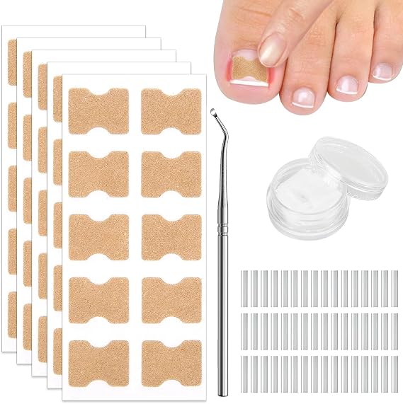 Ingrown Toenail Treatment Set, 50 PCS Toe Nail Correction Patches with 50 PCS Painless Toenail Straightener Strips & Lifter, Quick Repair Toe Nail Corrector, Ingrown Toenail Tools Kit for Men & Women