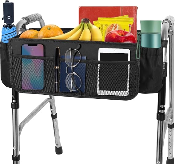 Foldable Walker Bag with Cup Holder (Black)