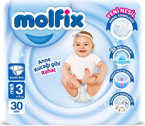 Molfix 3 Beden Midi Bebek Bezi (1 x 30 Adet)