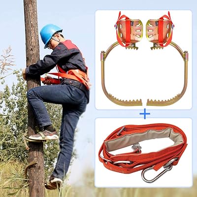 Pole Climbing Spikes, Professional Stainless Steel Tree Climbing Gear Kit with Safe Belt, Tree Climbing Spikes for Hunting Observation, Picking Fruit, Coconut, Simple to Use,350model