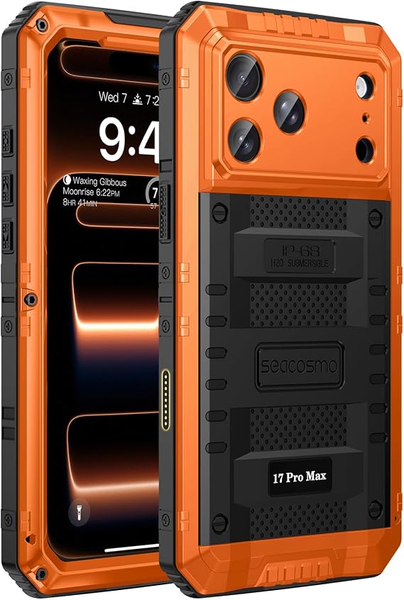 seacosmo for iPhone 17 Pro Max Metal Case IP68 Waterproof Sealed Protection