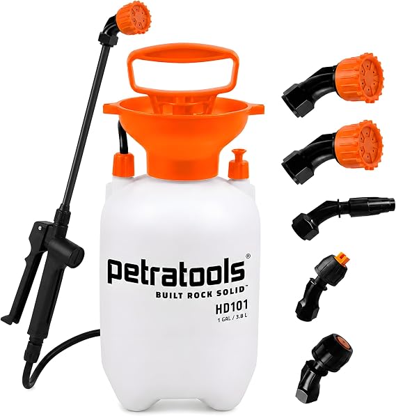 PetraTools HD101 Pro Kit - Pump Sprayer 1 Gallon, 52-in Hose & 5 Nozzles