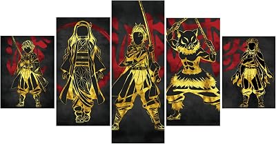 SEAREE Anime Poster, Japanese Anime Wall Art Posters, Anime Wall Decor, 5 Pcs HD Canvas Printing Posters for Living Room, Bedroom, Club Wall Art Decor, No Frame