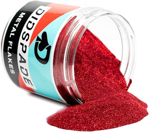 4oz Roulette Red 0.004" Ultra Fine Red Metal Flake Solvent Resisitant Glitter | Paint Metal Flake | Flake for Automotive Spray and Spray Painting | Glitter for Epoxy Resin