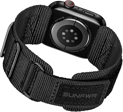 SUNFWR Rugged Nylon Band for Apple Watch Ultra 3&2&1 49mm 46mm 45mm 44mm 42mm Men,Velcro Tactical Military Strap for iWatch Series 1110987654321SE