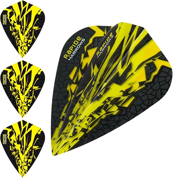 Harrows Rapide X Dart Flights - 100 Micron - Kite - 1 Set (3) (Yellow)