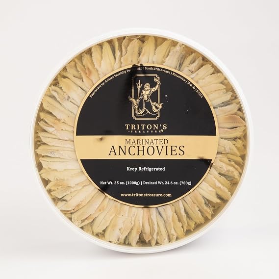 Triton's Treasure Marinated White Anchovies - Bulk 2.2 Lb Pack, Premium Anchovies for Gourmet Chefs and Culinary Lovers