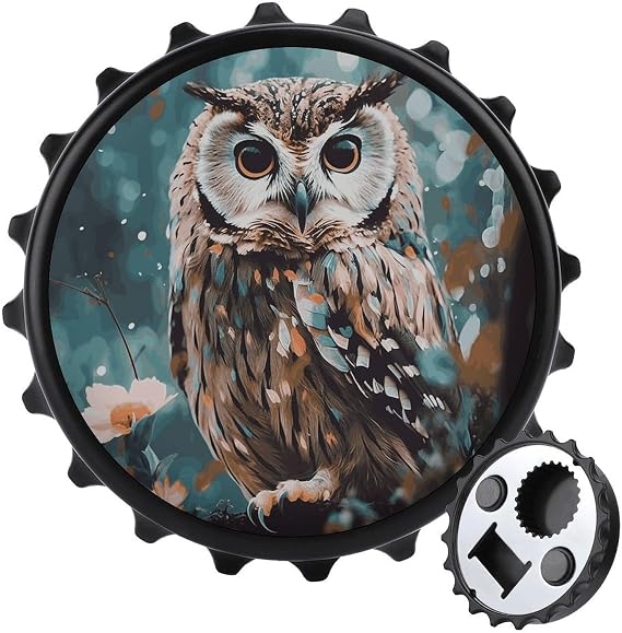 Magnetic Bottle Opener with Fridge Sticker,Animal Cute Owl Jar Opener Gripper for Weak Hands, Easily Stay on The Fridge And RV Cool Gadgets Outdoor Picnic Home Using