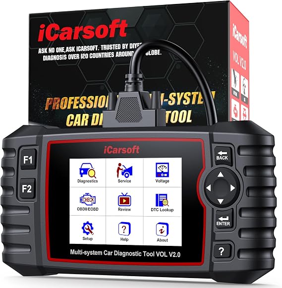 iCarsoft Car Diagnostic Tool VOL V2.0 for SAAB/Volvo, Full System OBD2 Scanner with 9 Reset Function, Oil/SAS/EPB/BMS/ETC/INJ, CAN-FD Supported- Lifetime Free Update