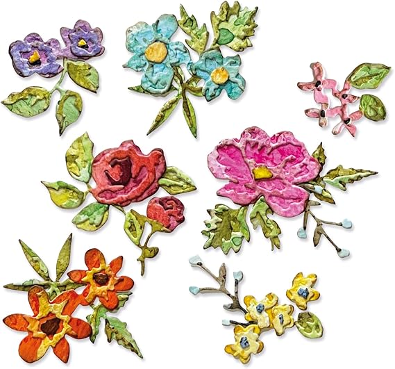 Sizzix Thinlits Dies by Tim Holtz 14/Pkg - Brushstroke Flowers Mini