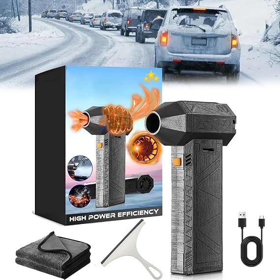 1500W Thermal Blower,Snow Blower, Antifreeze Blower, Snowver Led Turbo Blower for Car, Efficient Turbine, Strong Airflow, 3 Levels Adjustable (1PC)