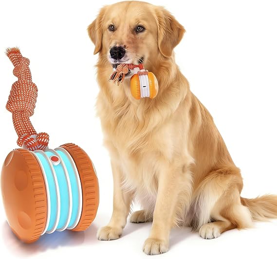 Interactive Dog Ball, Moving and Rolling Chase Buddy Toy for Small to Large Dogs, Motion-Activated Dog Interactive Toy with Rope, Boredom Relief and Energy Burn for Active Dogs