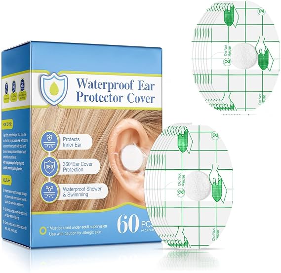 Ear Covers for Shower, 60 Pcs Waterproof Ears Protectors Ear Covers, Baby Waterproof Ears Stickers, for Shower Surfing Snorkeling Swimming Water Sports Kids Bath Women Men Adult Festival Gifts