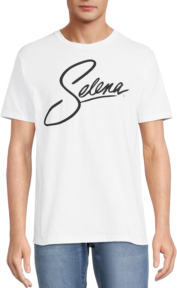 Selena Quintanilla Men's Short-Sleeve Signature Graphic T-Shirt/Tee (White) (as1, Alpha, xx_l, Regular, Regular)