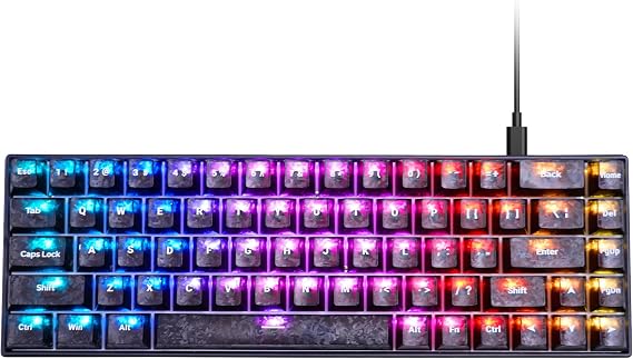 MageGee Portable 60% Mechanical Gaming Keyboard, MK-Box RGB Backlit Compact 68 Keys Mini Wired Office Keyboard with Red Switch for Windows Laptop PC Mac - Black Carbon Fiber