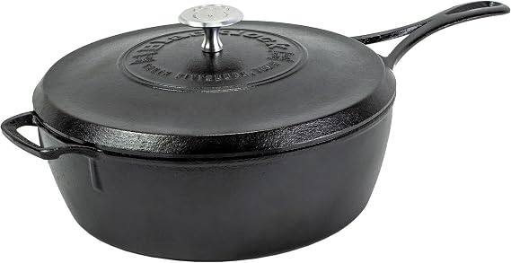 Lodge Blacklock 4 Quart Lightweight Cast Iron Deep Skillet with Lid