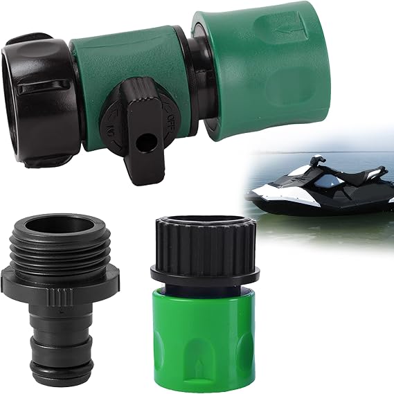 3PCS Outboard Quick Connect Flush Adapter Kit For Sea Doo Jet Ski Accessories,Boat Engine Motor Water Hose Flushers Kit For Seadoo Pwc & Kawasaki 4 Stroke Watercraft Marine Engines Replacment Parts