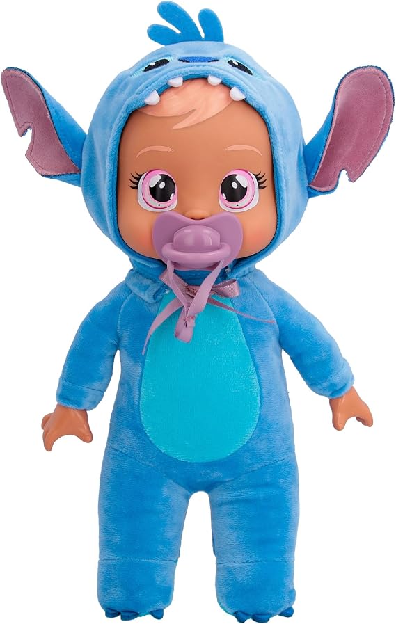 Cry Babies Tiny Cuddles Disney Stitch, Plush baby doll, Tiny Cuddles Inspired By Stitch from Disney, That Cry Real Tears, Toy for Kids Age 18 Months and Up