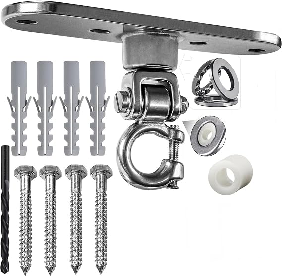 Heavy Duty Stainless Swing Hanger with Smooth Bearings 180+360Swing Hardware, 1500 lb Capacity Playground Yoga Hammock Chair Sandbag Porch Swing Bag