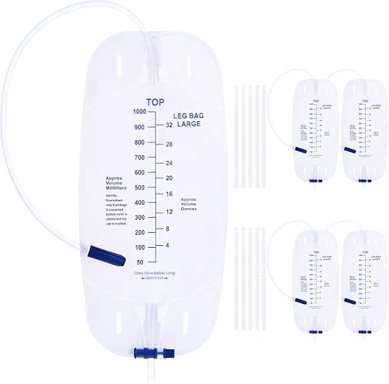 1000 mL Catheter Leg Bag for Men and Women 5 Pack