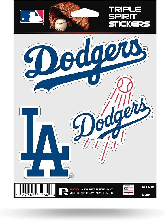 MLB Rico Dodgers Triple Spirit Stickers, Multi, One Size (MSS5601)
