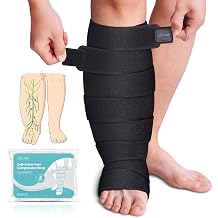 Sylong® Swelling Edema Calf & Foot Compression Wrap Adjustable Sleeve For Lower Leg and Foot Lymphedema Circulation (XL)