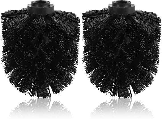 2PCS Toilet Bowl Brush Replacement Head, Toilet Brush Head Replacement with Durable Stiff Bristles, Cleaning Tool for Home Hotel Bathroom (Black)