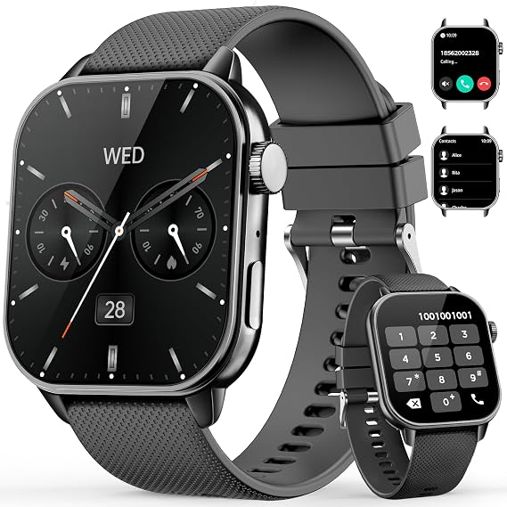 MFVLP Smart Watch for Men Women, 1.85 AMOLED HD Fitness Watch with 120 Sports Modes, Bluetooth CallHeart RateSleep MonitorPedometer, Smartwatch for Android iOS, IP68 Waterproof, Light Black