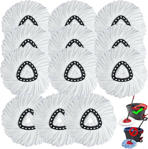 12PCS Mop Head Replacements,Machine Washable, Efficient Pet Hair Removal