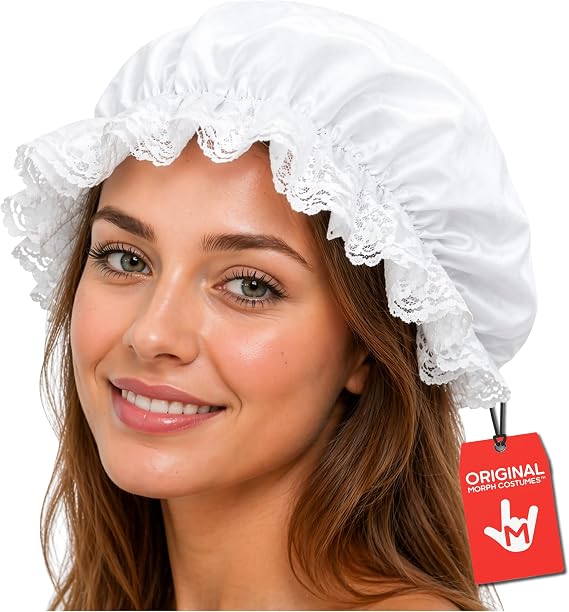 Nicky Bigs Novelties White Granny Bonnet Mop Hat, Halloween Accessory