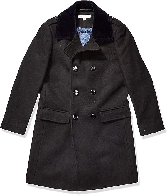 Isaac Mizrahi Boy's 2-20 Velvet Collar Quilt Lined Wool Blend Peacoat