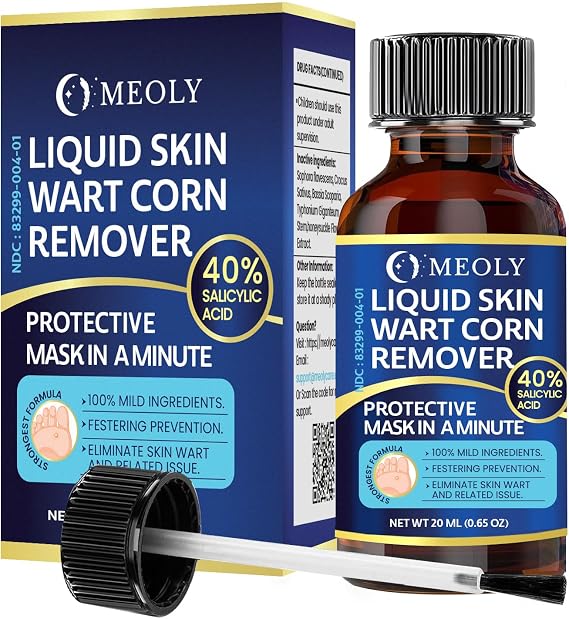 MEOLY Fast-Acting Wart Remover: 40% Salicylic Acid Wart Remover Maximum Strength for Plantar Wart, Corn Men and Women 0.65 oz