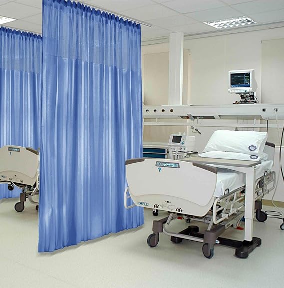 Frelement Flat Hooks Medical Curtain Privacy Room Divider Drapes for Hospital, Medical Clinic, SPA, Lab, Office, Nursery, 60W x 102L inches, Azure Blue, 1 Panel (Not Included Track Hardware)