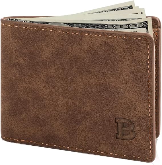 Leather Wallet for Men, Rfid Blocking Slim Minimalist Front Pocket Bifold Men Wallet,Small Wallet for Men