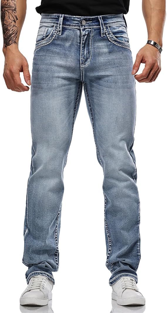Jeans for Men Comfy & Durable Embroidered Denim Pants