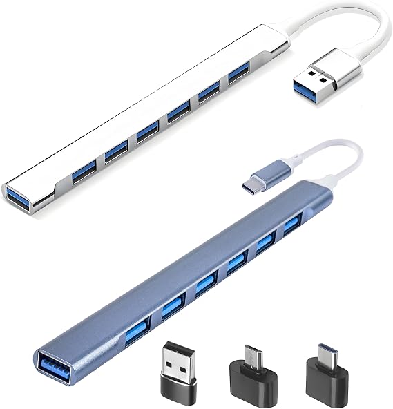 7 Port USB C to USB Hub,7 Port USB 3.0 Hub and 3 Adapters