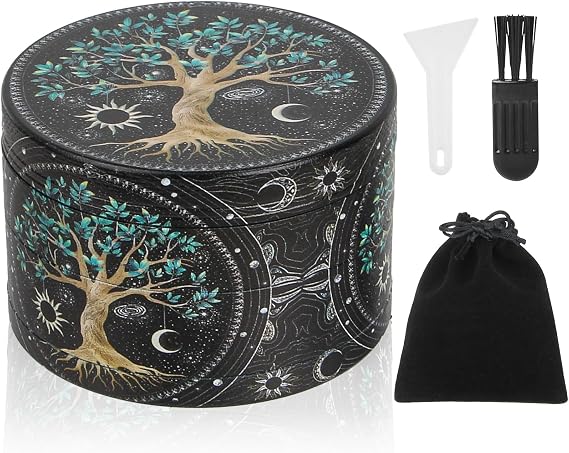 Large Grinder 63mm 4 Layers Zinc Alloy Spice Crusher with 40 Grinding Teeth | Metal Grinder Full Colour Painting Tree Design, Pollen Grinders with Scraper, Plastic Brush and Storage Bag