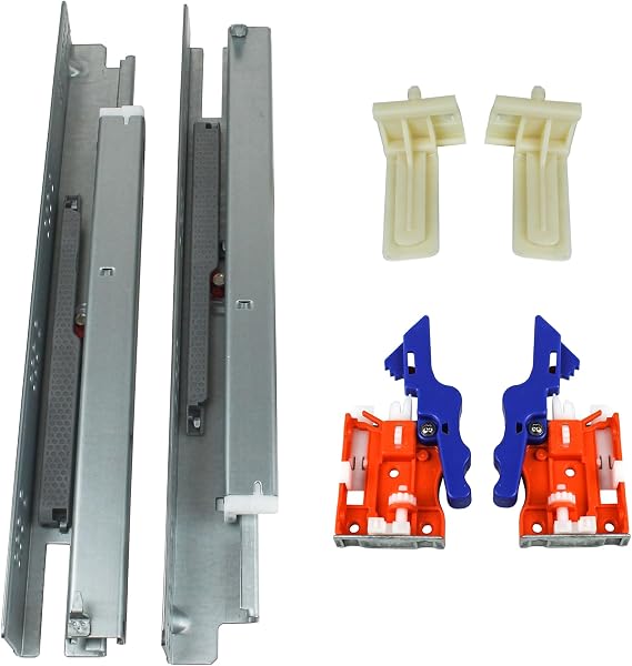 Berta (1 Pair) 18 Inch Soft Closing, 100 Lb Loading Capacity, Under Mounted Drawer Slides with Locking Devices, Plastic Rear Brackets and Mounting Screws (1, 18 Inches)